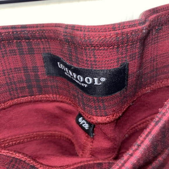 Liverpool Jeans Co Pull On Red Black Plaid Skinny Pants Trouser Womens Size 6/28 - Picture 8 of 9